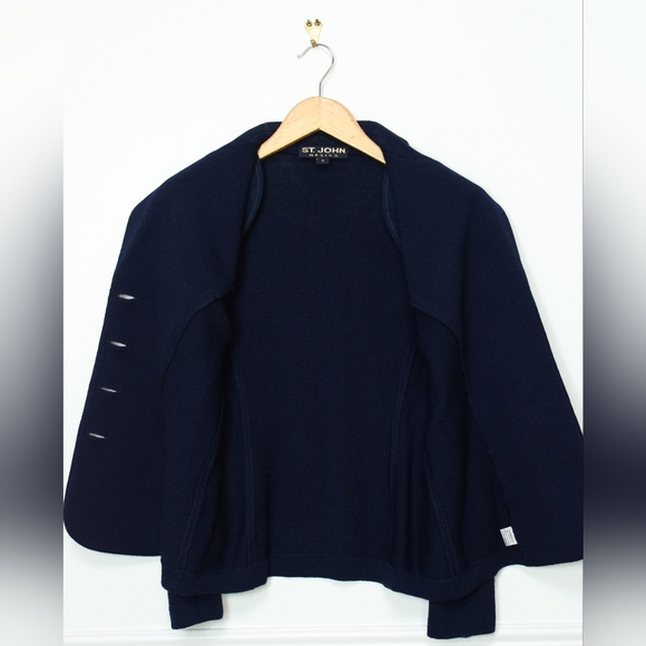 Vintage St. John Santana Knit Blazer Navy Blue Sz 4 - Picture 6 of 11